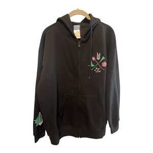 Wicked The Musical Official Zip Up Hoodie Black Green Pink XL NWT